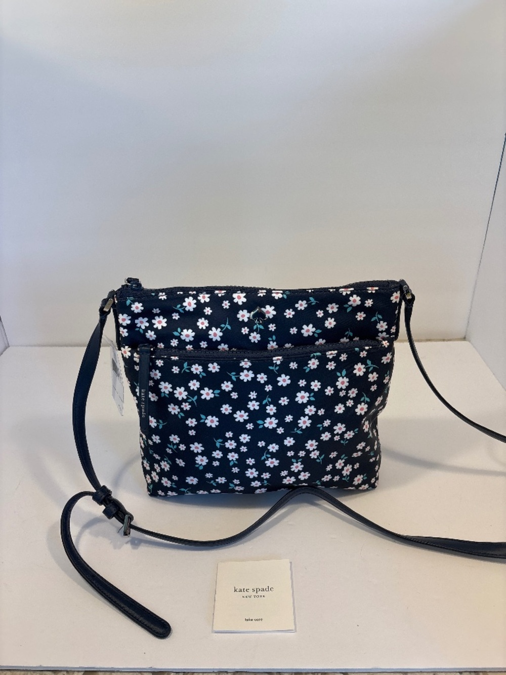 Kate Spade NY Jae Flat Navy Floral Print Nylon Crossbody Handbag